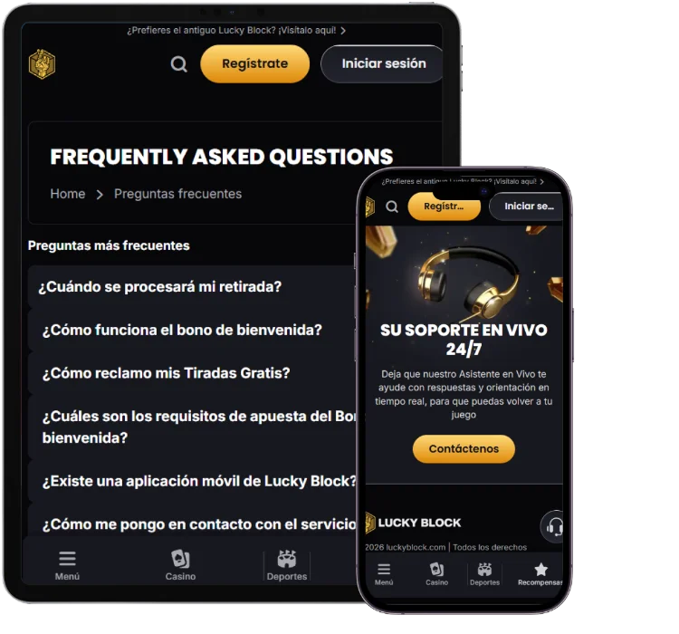 Lucky Block Casino FAQ y soporte móvil Lucky Block Casino sección de preguntas frecuentes y soporte en la versión móvil